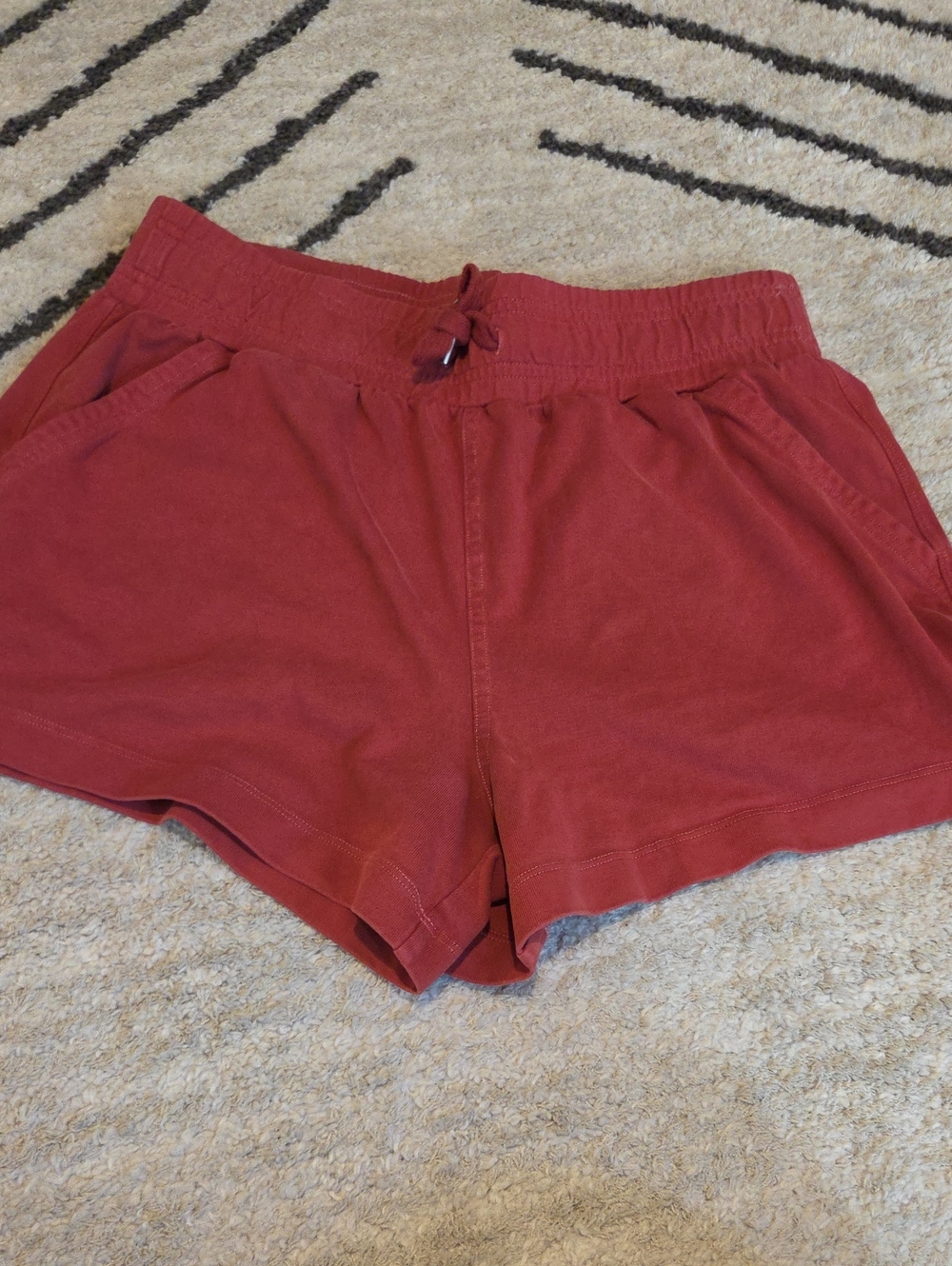 Women's Athletic Drawstring Shorts in Brick Red